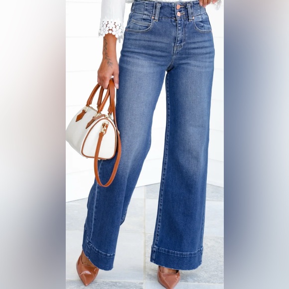 Risen Los Angeles Denim - Stylish Indigo Wide Leg Women's Jeans